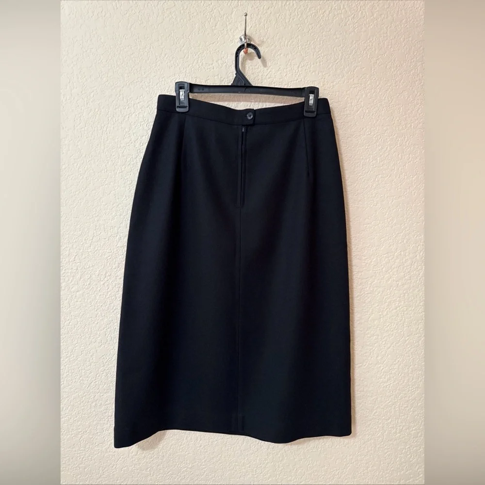Wool Pencil‎ Skirt Women’s Sz 13-14 Black Hemdall Preppy Career Business Corp